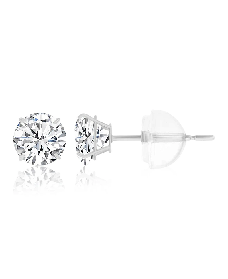 Macy's White Swarovski Zirconia Solitaire Earrings in 14k White Gold