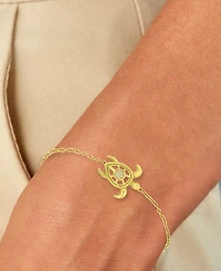 Macy's Diamond Accent Sea Turtle Bracelet in 14k Yellow Gold Over Sterling Silver