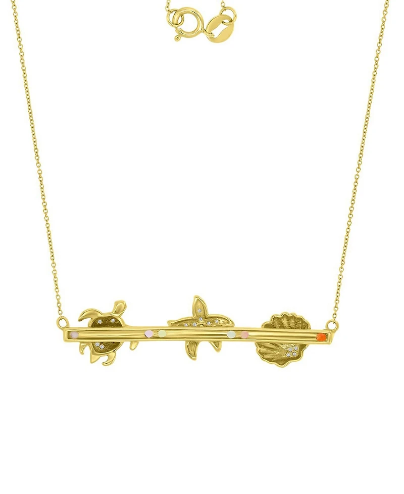 Macy's Starfish & Sea Turtle Necklace in 14k Yellow Gold Over Sterling Silver