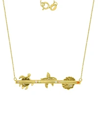Macy's Starfish & Sea Turtle Necklace in 14k Yellow Gold Over Sterling Silver