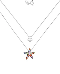 Macy's Multi-Color Starfish & Anchor Necklace in Rhodium Over Sterling Silver
