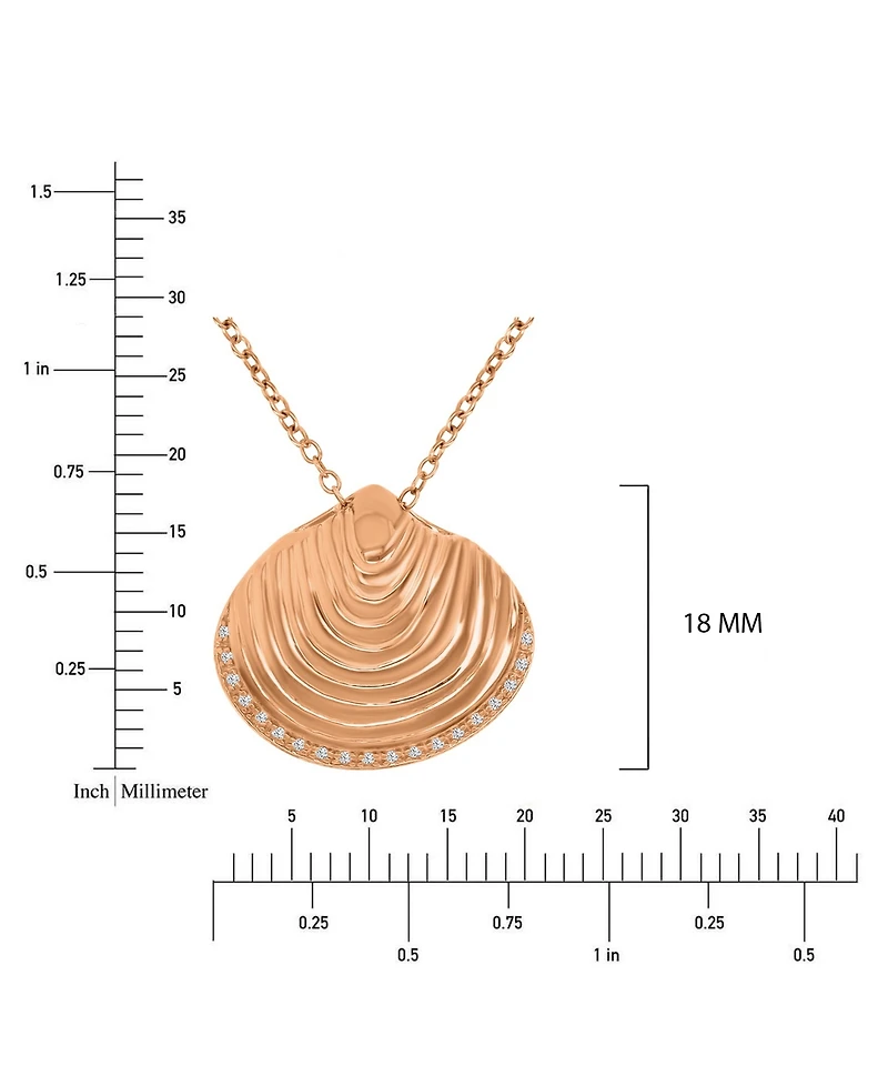 Macy's Diamond Accent Textured Seashell Necklace in 14k Rose Gold Over Sterling Silver
