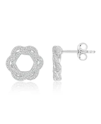 Macy's Created White Sapphire Invert Open Circle Stud Earrings in Rhodium Over Sterling Silver