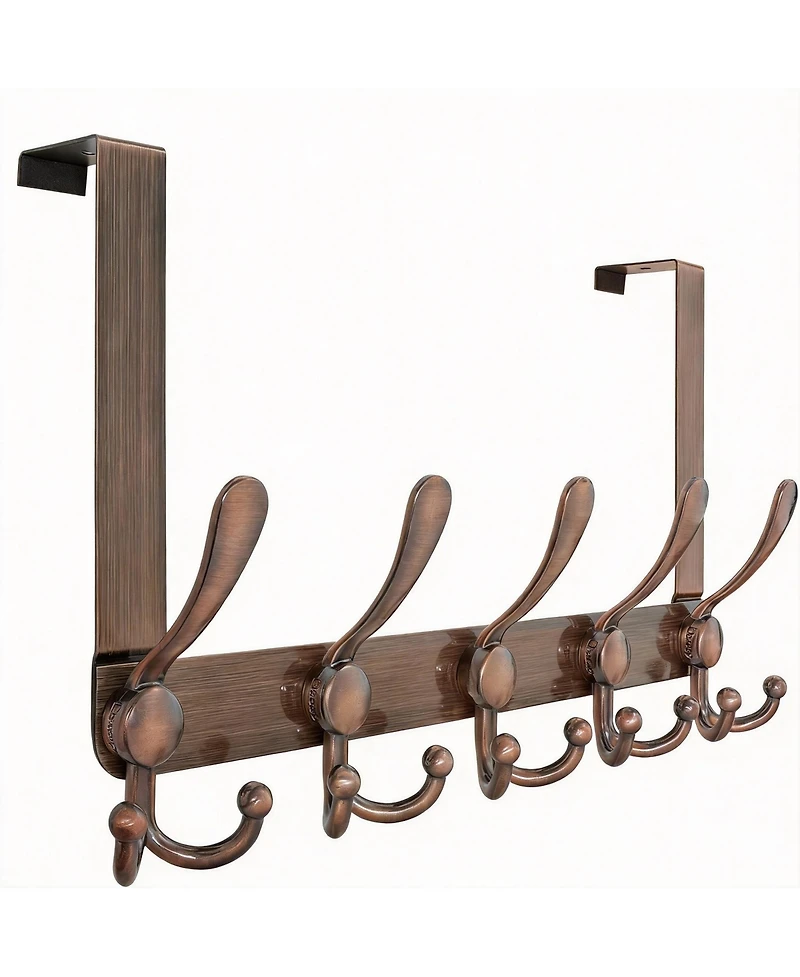Yigii Stainless Steel Easy Assembly, Universal Fit 5 Hooks Over-the-Door Hook Rack