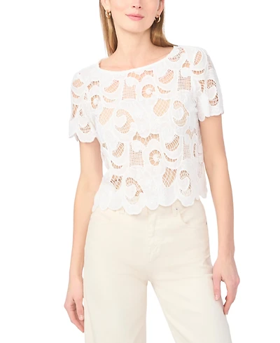 Vince Camuto Women's Short-Sleeve Crochet Blouse