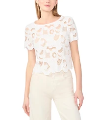 Vince Camuto Women's Short-Sleeve Crochet Blouse
