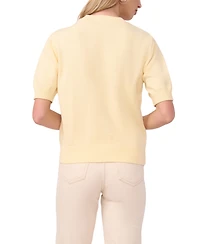 Vince Camuto Women's Short-Sleeve Floral Applique Sweater