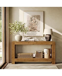 Tribesigns Solid Wood Console Table with Storage, 63-Inch Farmhouse Entryway Table, 2-Tier Narrow Sofa Console Behind Couch