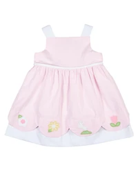 Florence Eiseman Little Girls Seersucker Check Dress with Flowers & Bunny