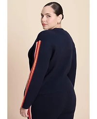 Eloquii Women's Lurex Stripe Cardigan