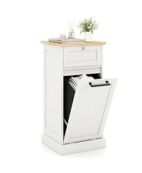 Ecooso Freestanding Tilt Out Laundry Cabinet with Removable Basket and Storage Organizer