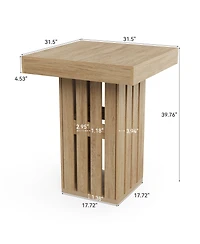 Tribesigns 31.5" Square Oak Counter Height Table, Rustic Railing Leg Design Bar Table