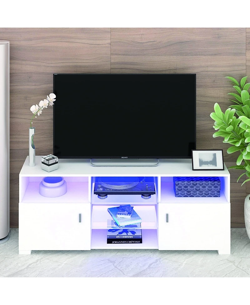 gaomon Floating Tv Stand with Led Light, Wall Mounted Entertainment Center for Televisions up to 60", Led Tv Stand with 2 Cabinet