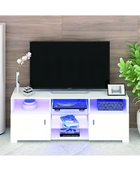 gaomon Floating Tv Stand with Led Light, Wall Mounted Entertainment Center for Televisions up to 60", Led Tv Stand with 2 Cabinet