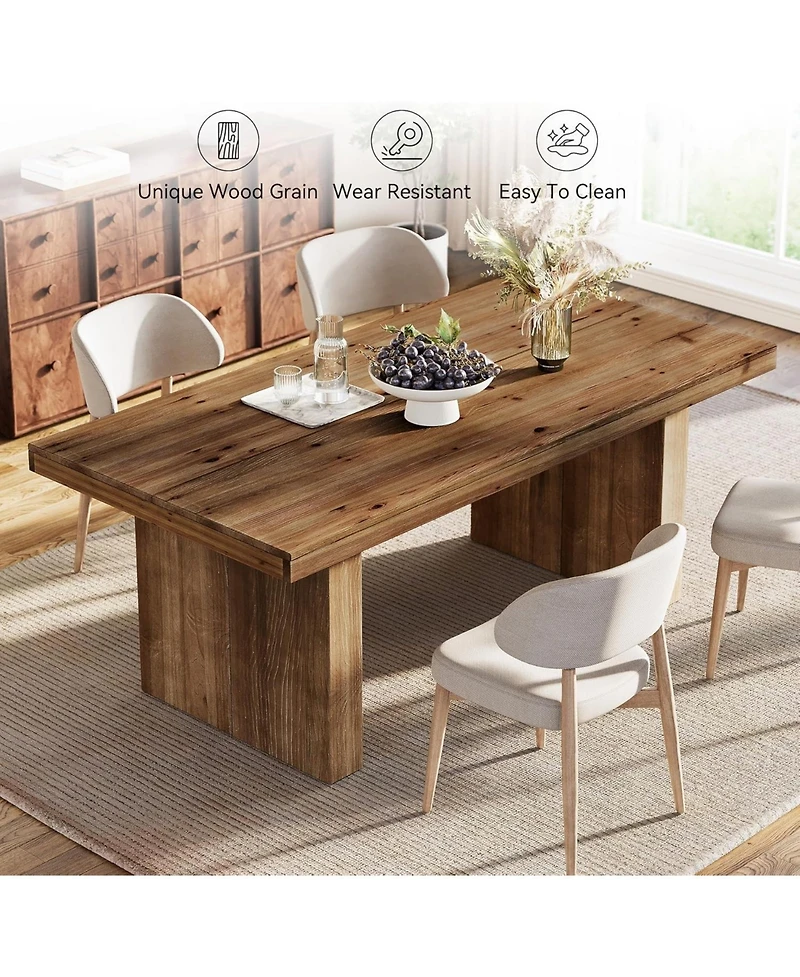 Tribesigns 63" Solid Wood Heavy Duty Wooden Legs Dining Table