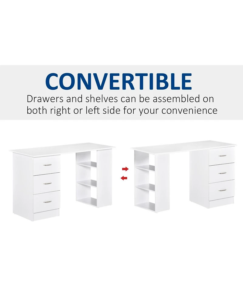 Homcom 47" Modern Computer Desk Writing Table w/ Bookcase Combo Storage Shelf