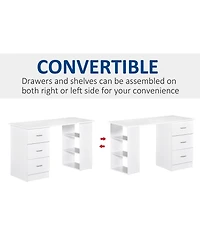 Homcom 47" Modern Computer Desk Writing Table w/ Bookcase Combo Storage Shelf