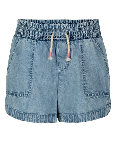 Roxy Girls' 7-16 Smocked Elastic Waistband Denim Shorts