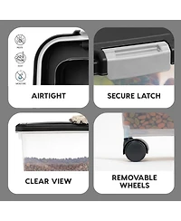 Iris Usa 54 lbs Airtight Dog Food Storage Container, Attachable Wheels, Black, 2Pk