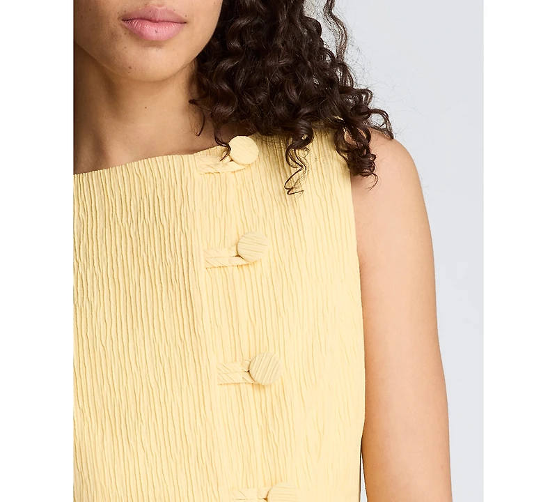 Kenneth Cole Women's Boat Neck Button Front Sheath Short Dress