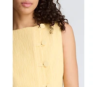 Kenneth Cole Women's Boat Neck Button Front Sheath Short Dress