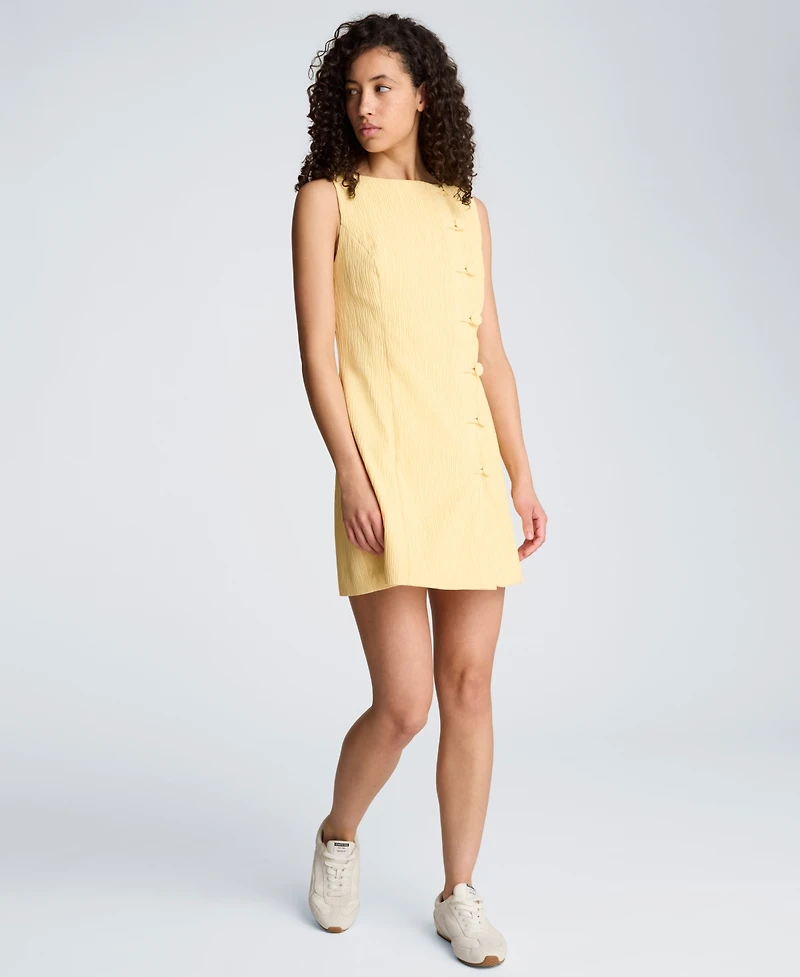 Kenneth Cole Women's Boat Neck Button Front Sheath Short Dress