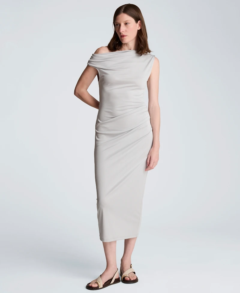Kenneth Cole Women's Off-The-Shoulder Ruched Waist Midi Dress