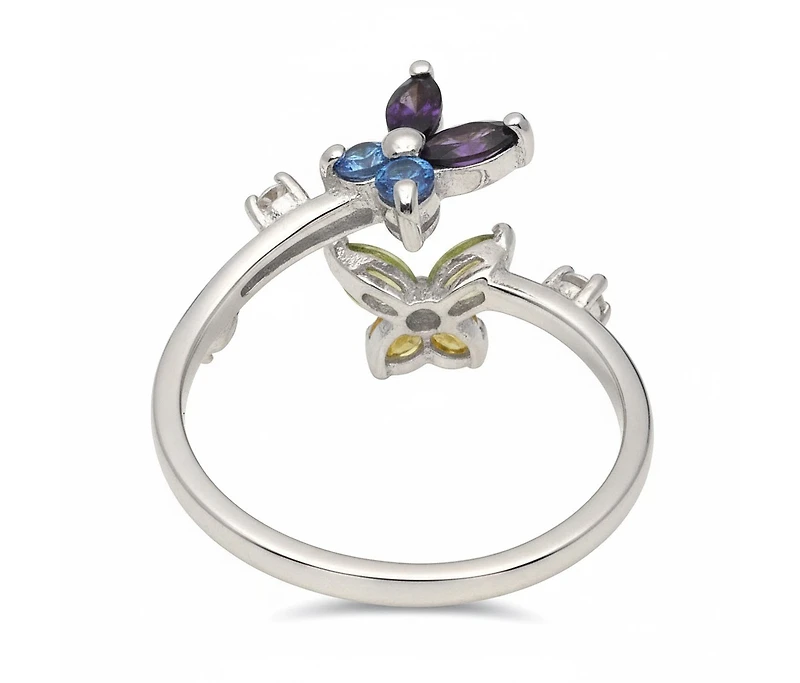 Curata Jewelry Solid 10K Gold Colorful Cubic Zirconia Butterfly Toe Ring.