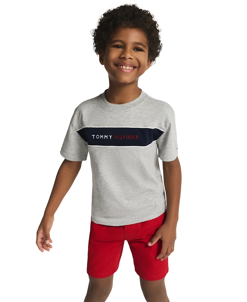 Tommy Hilfiger Boys' 2T-7 Crewneck T-Shirt and Shorts, 2-Piece Set