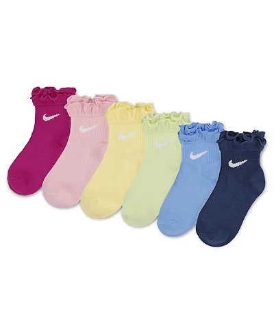 Nike Girls 4-7 Ruffle Detail Ankle Socks, 6-Pack