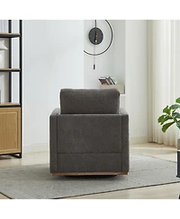 Clihome Square Swivel Accent Chair, Chenille Upholstered Leisure 360° Rotation Comfy Armchair