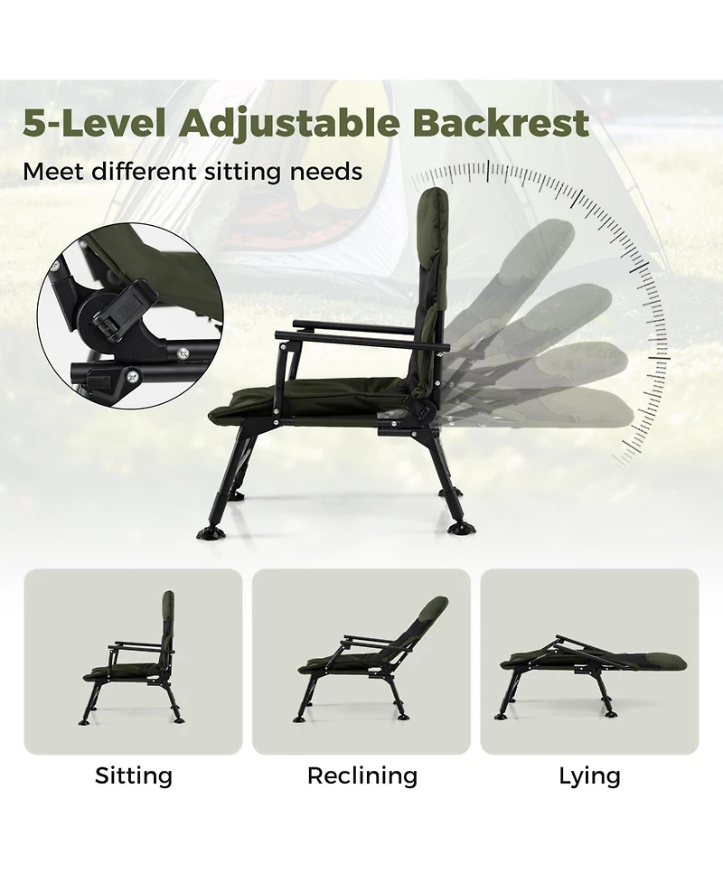 Mecale Oversized Folding Fishing Chair for Adults with Armrests, Portable Outdoor Chair