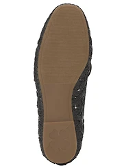 Lucky Brand Women's Tennyr Laced Criss-Cross Strap Raffia Ballet Flats