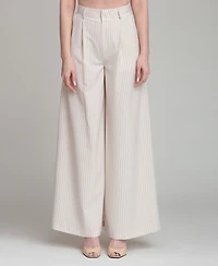 Avec Les Filles Women's Mid Rise Wide Leg Trousers