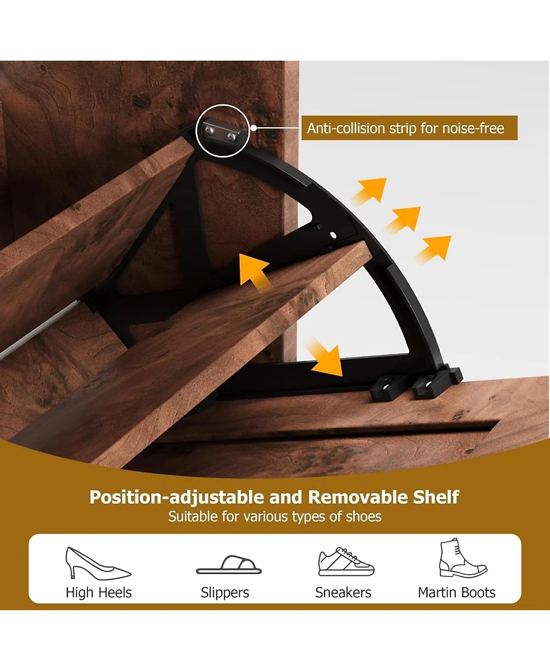 gaomon Shoe Cabinet Rattan with 3 Flip Drawers and 4-Tier Shoe Storage Cabinet