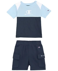 Champion Baby Boys' Crewneck T-Shirt and Elastic Shorts, 2-Peice Set
