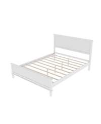Streamdale Furniture Mid-Century Wood Platform Bed with Headboard - No Box Spring Needed, Queen Size