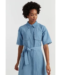 Chinti & Parker Women's Linen-Blend Scallop Shirt Dress