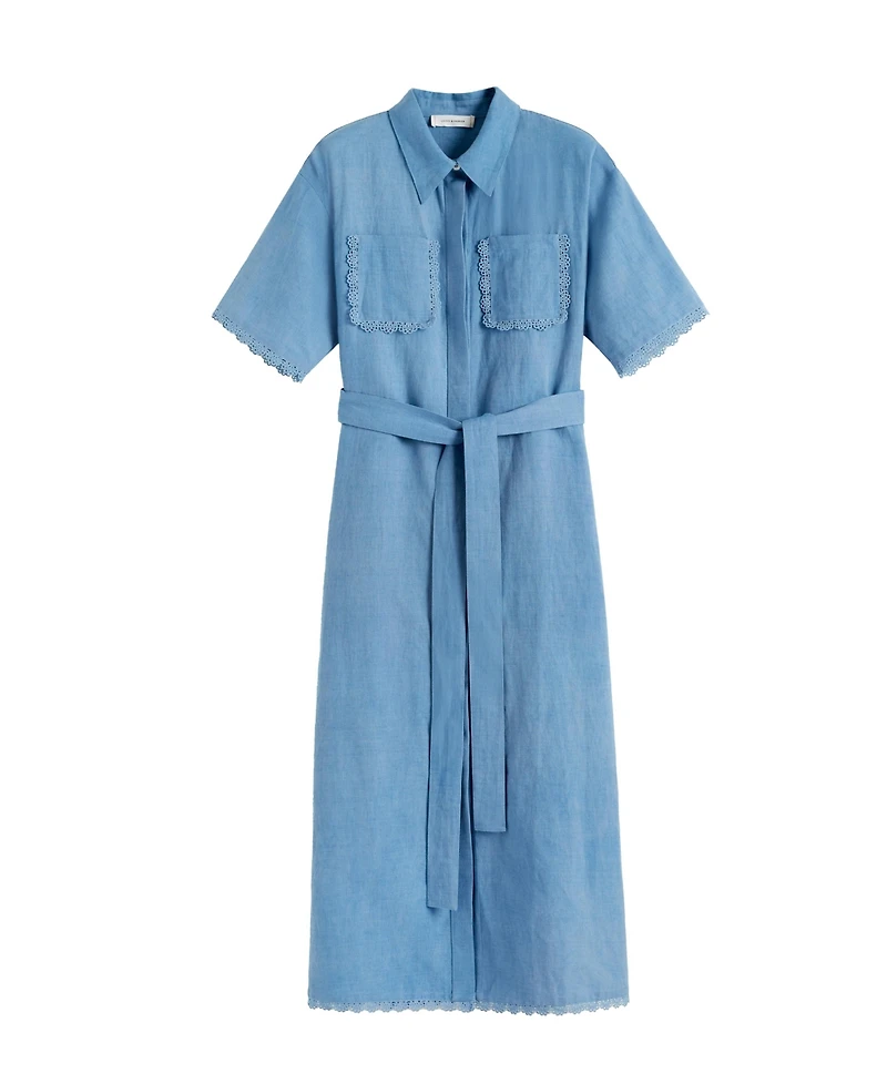 Chinti & Parker Women's Linen-Blend Scallop Shirt Dress