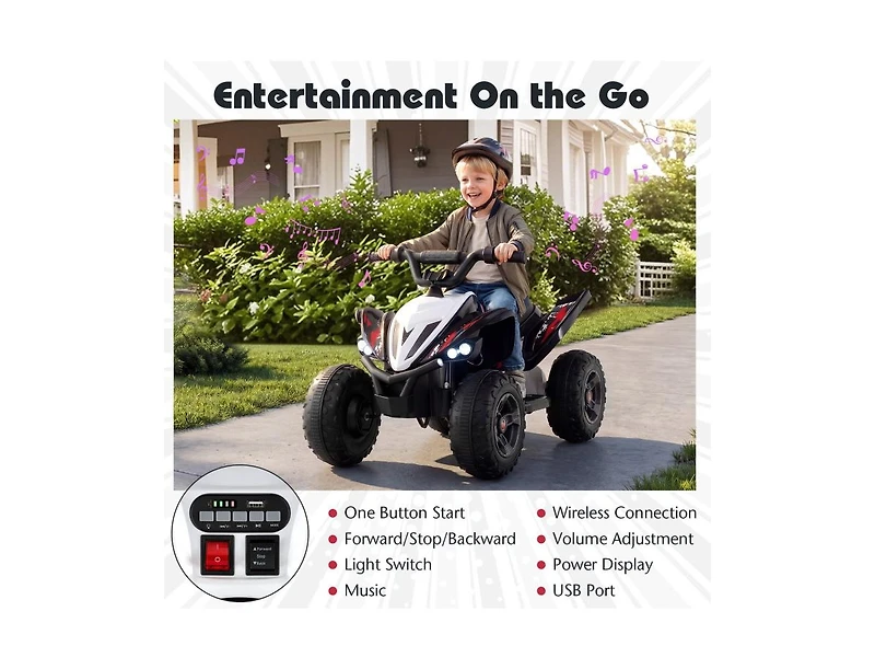 Slickblue 12V Kids Ride On Atv 4-Wheeler Quad with Led Lights & 7 Mph
