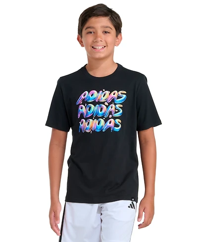 adidas Boys' 8-20 Short-Sleeve Chrome Lineage Stack T-Shirt