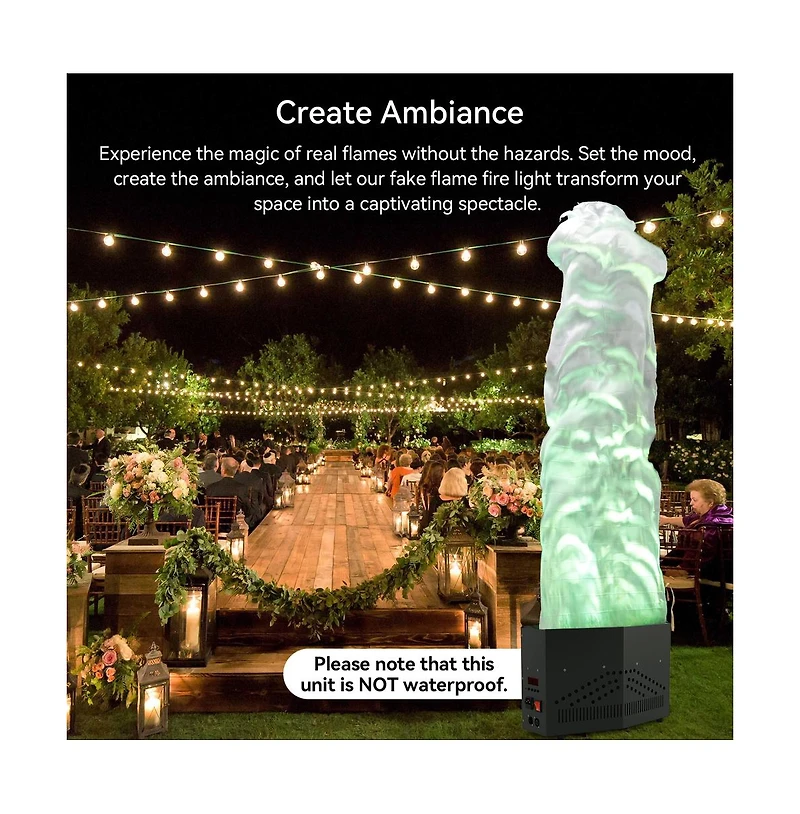 Artudatech 150W Safe Led Flame Effect Light, 4ft Realistic Fire with Rgb Colors & Dmx Control for Party & Home Decor