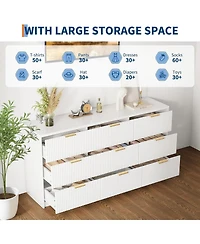 Gaomon 9 Drawer Dresser for Bedroom, 55" Wide Fluted Dresser with Smooth Slides, Modern Chest of Drawers with Golden Handles for Bedroom, Closet