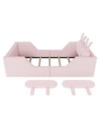 Streamdale Furniture Twin Upholstered Platform Bed with Rabbit Cushion & Removable Rails