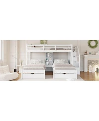 Streamdale Furniture Streamdale Twin/Twin/Twin Triple Bunk Bed w/ Drawers, Stairs, Shelves