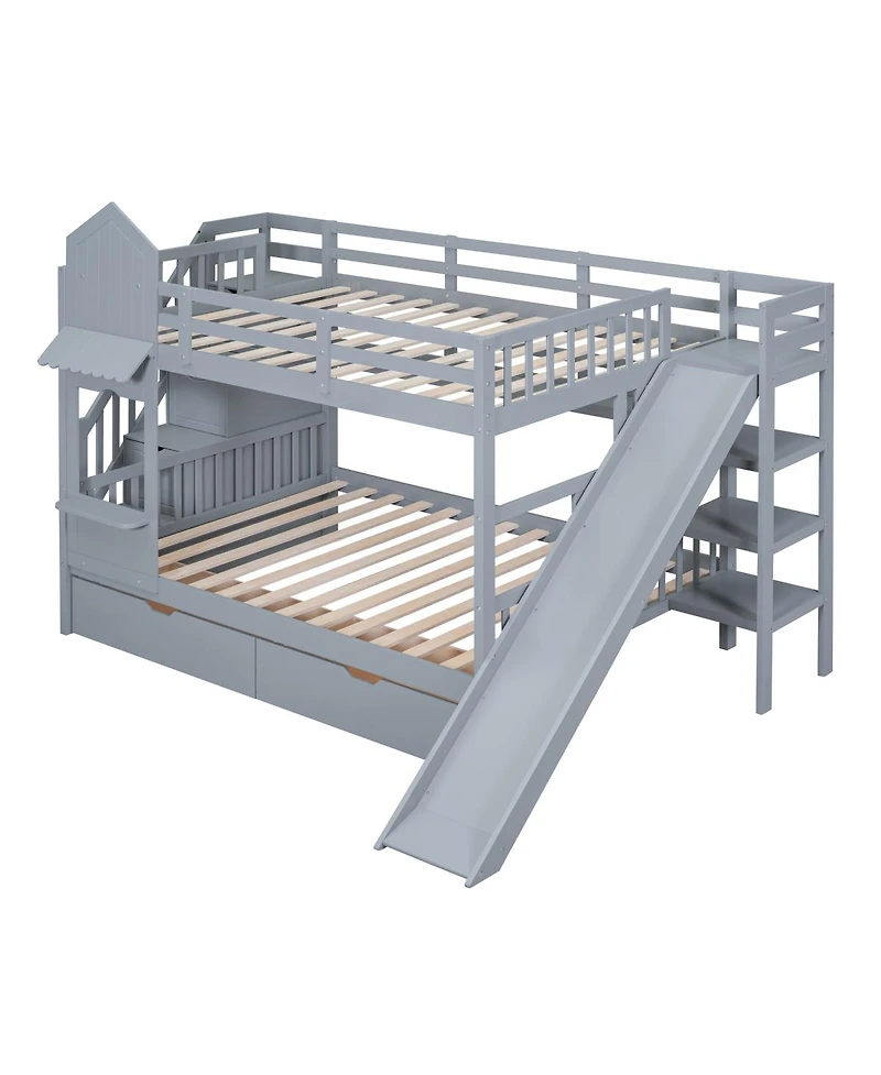 Streamdale Furniture Full-Over-Full Castle Bunk Bed w/ Drawers