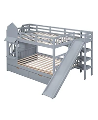 Streamdale Furniture Full-Over-Full Castle Bunk Bed w/ Drawers