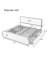 Streamdale Furniture Streamdale Gold Modern Metal Bed Frame w/ Curved Upholstered Headboard, King