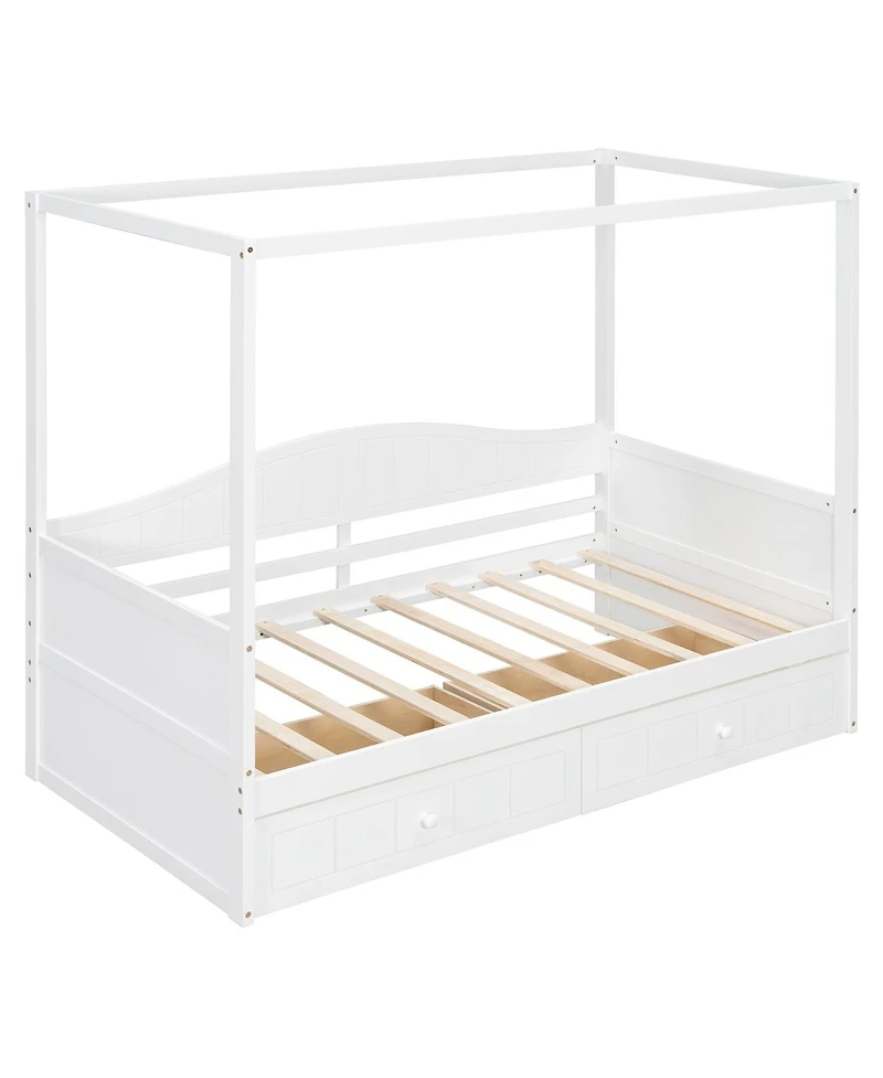 Streamdale Furniture Twin Size Canopy Day Bed with 2 Drawers