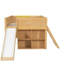 Streamdale Furniture Streamdale Full Size Wooden Low Loft Bed with Storage, Slide, Door & Window